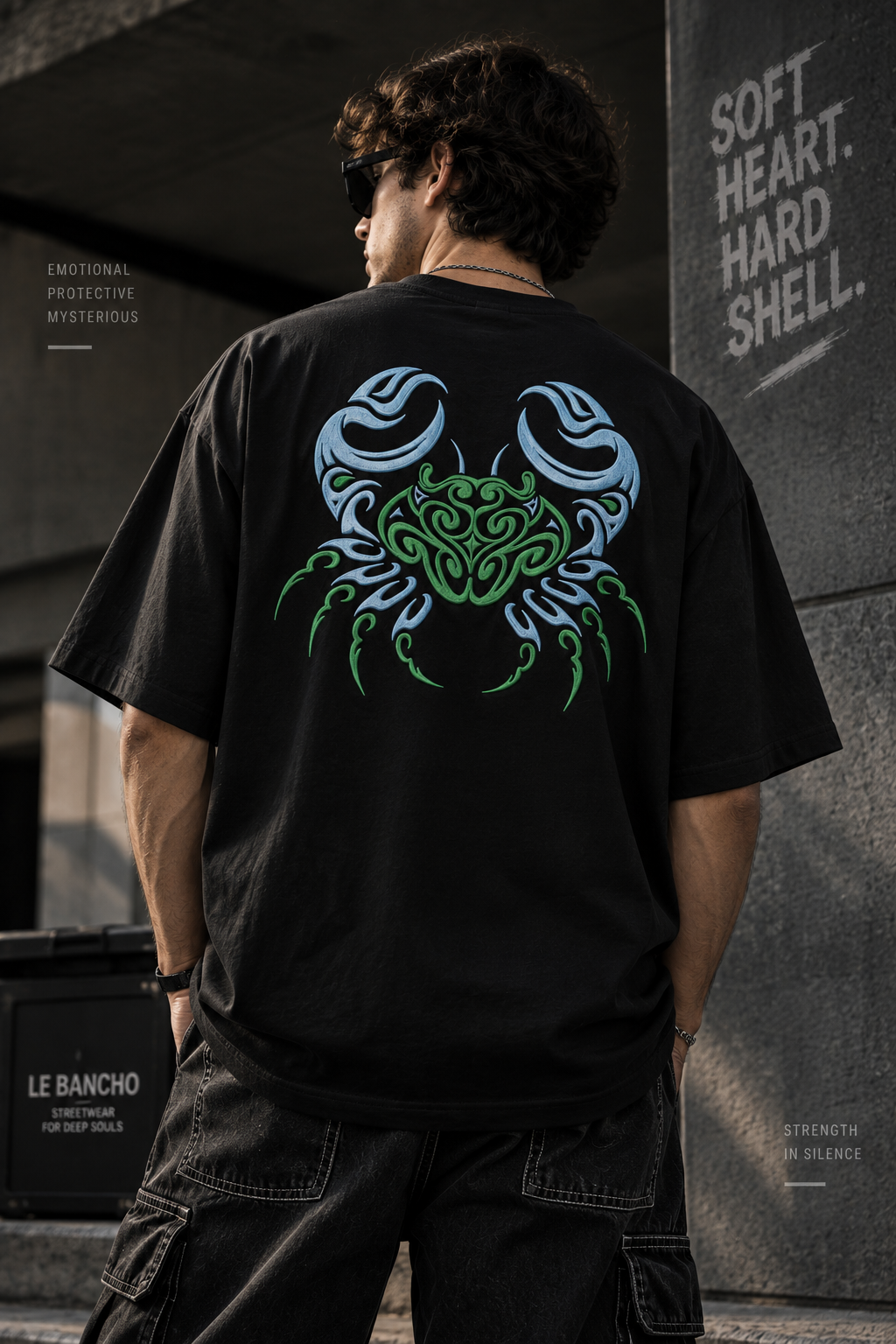 Cancer Soft Heart Hard Shell Embroidery Oversized T-Shirt | LE BANCHO