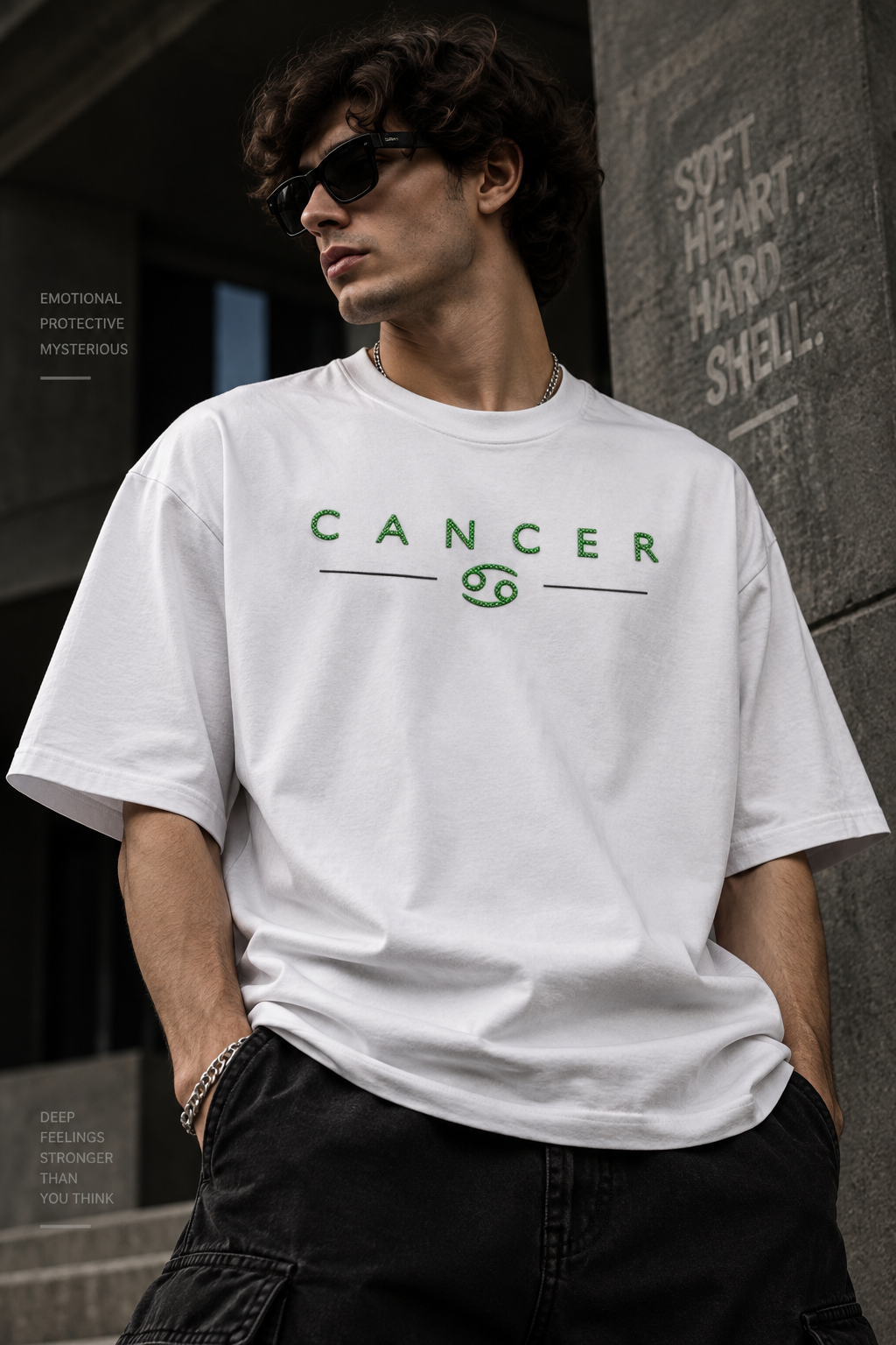 Cancer Soft Heart Hard Shell Embroidery Oversized T-Shirt | LE BANCHO