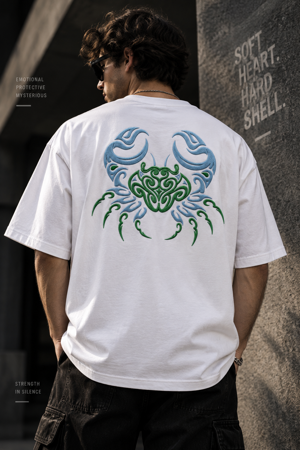 Cancer Soft Heart Hard Shell Embroidery Oversized T-Shirt | LE BANCHO