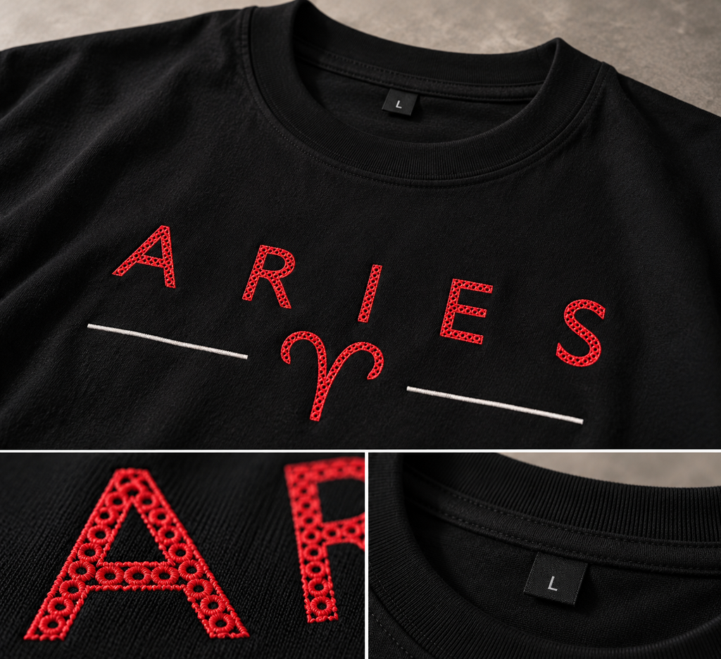 Aries Born to Lead Made to Stand Out Embroidery Oversized T-Shirt