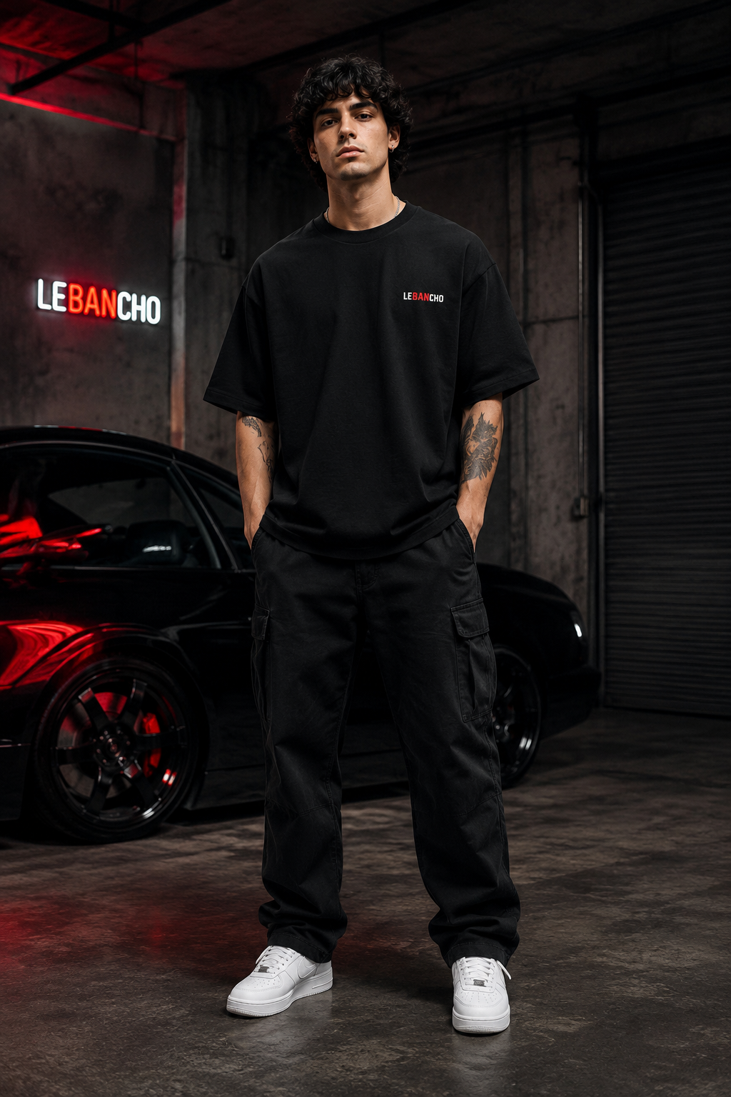 LE BANCHO Angel & Devil Wings Premium Embroidered Oversized T-Shirt for Men | 240 GSM Heavyweight Cotton | Black Streetwear Tee