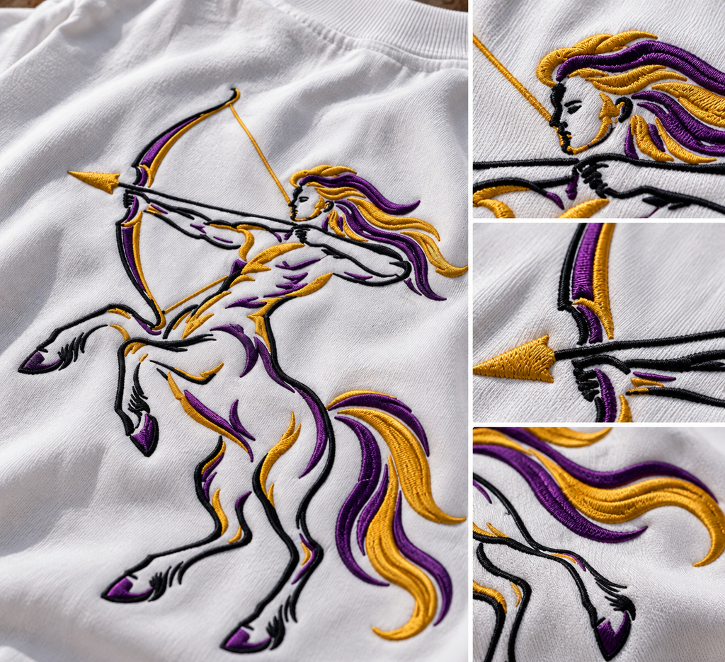 Sagittarius Born to Roam Embroidery Oversized T-Shirt | LE BANCHO