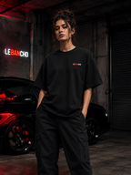 LE BANCHO Angel & Devil Wings Premium Embroidered Oversized T-Shirt for Women | 240 GSM Heavyweight Cotton | Black Streetwear Tee