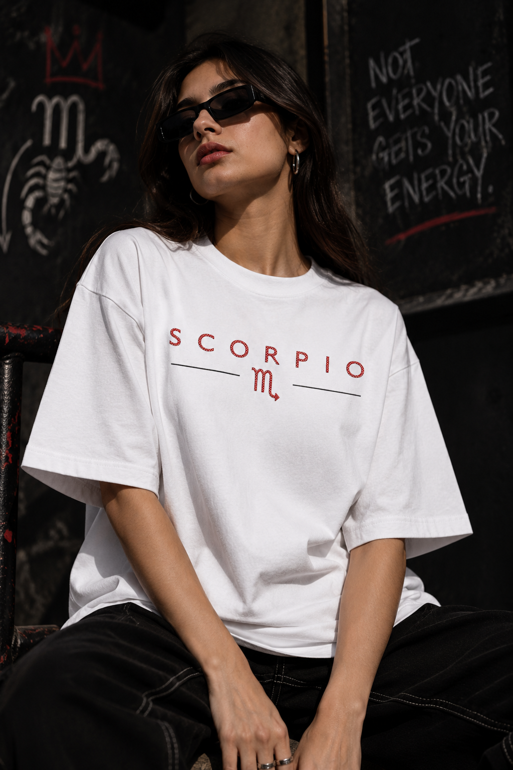 Scorpio Not Everyone Gets Your Energy Embroidery Oversized T-Shirt | LE BANCHO