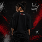 LE BANCHO Women's Funny Graphic Embroidered Oversized T-Shirt | Black