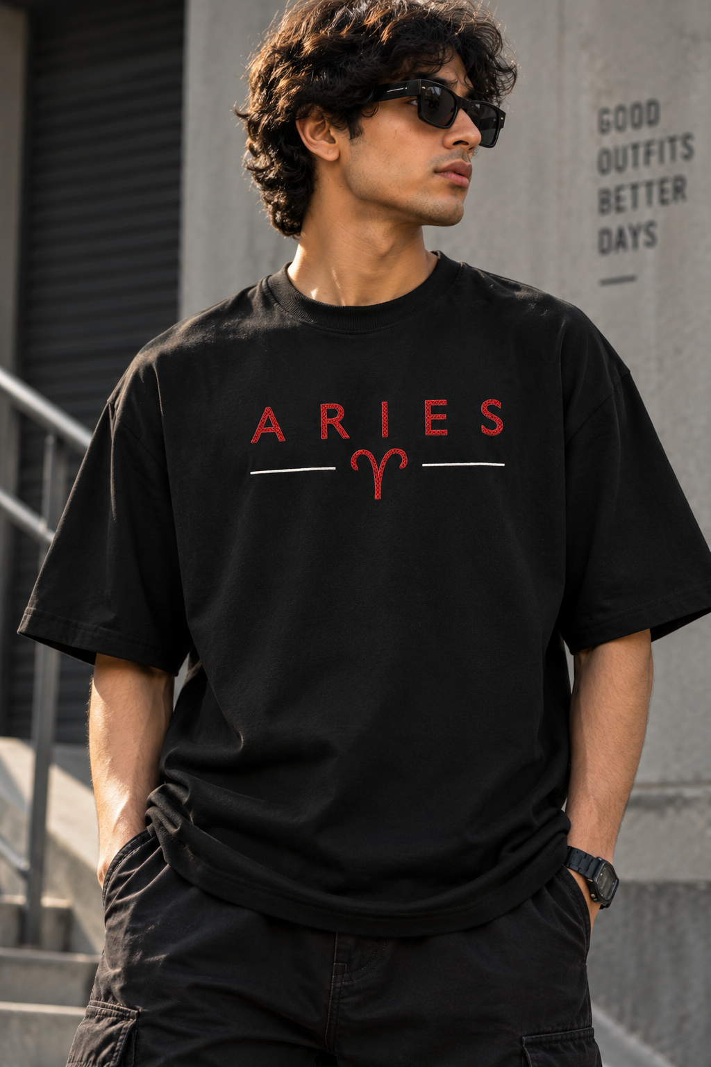 Aries Born to Lead Made to Stand Out Embroidery Oversized T-Shirt