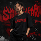 LE BANCHO Streetwear Embroidered Oversized T-Shirt for Women | Premium 240 GSM Cotton | Relaxed Fit | Black