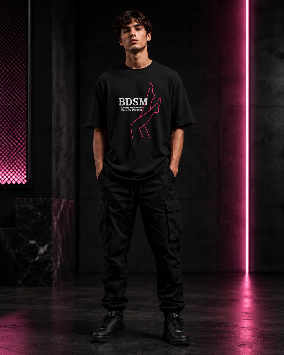 BDSM Business Development Sales & Marketing Premium Oversized Embroidered T-Shirt for Men | 240 GSM 100% Cotton