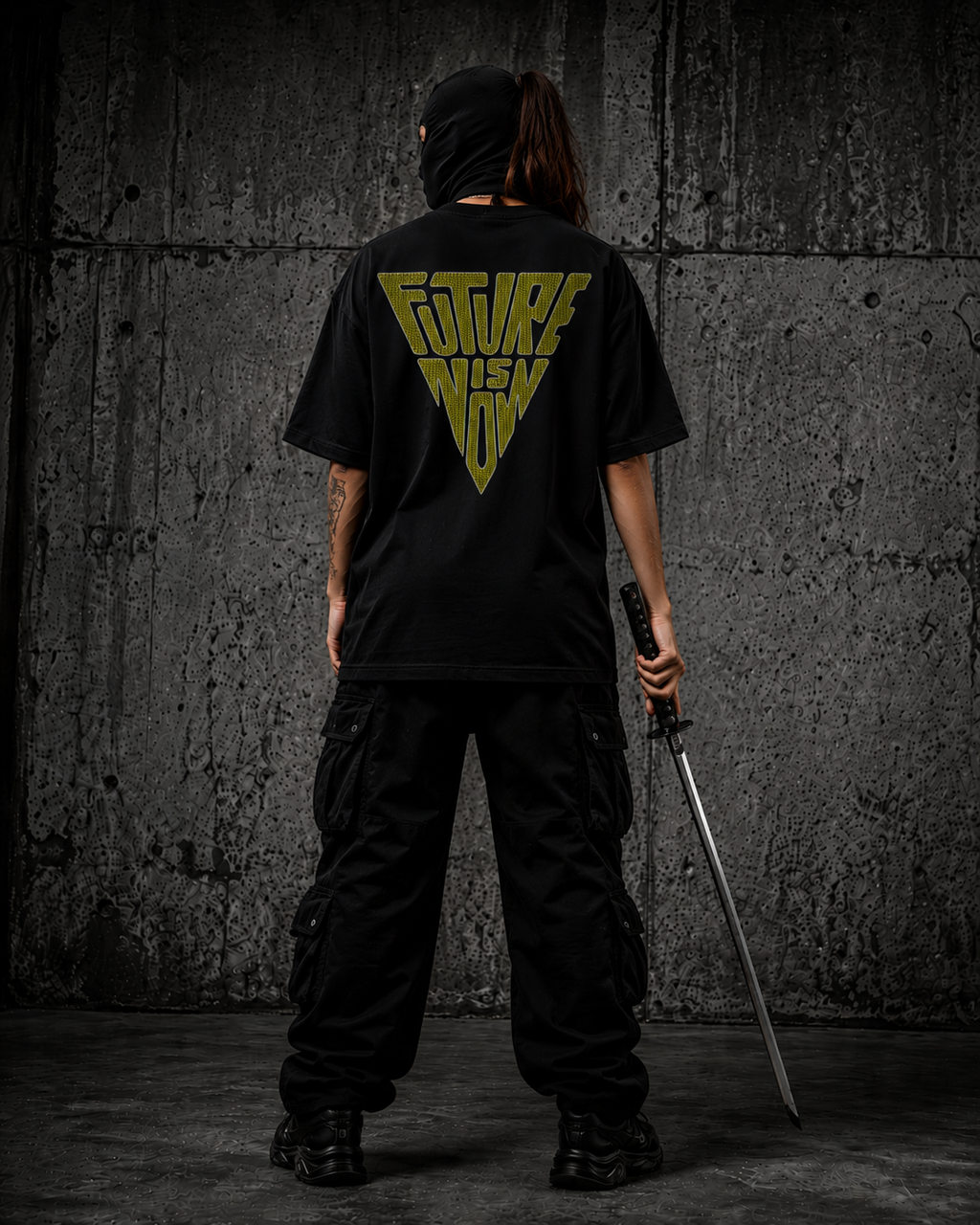 Future Is Now Premium Oversized Embroidered Typography T-Shirt for Women | 240 GSM 100% Cotton