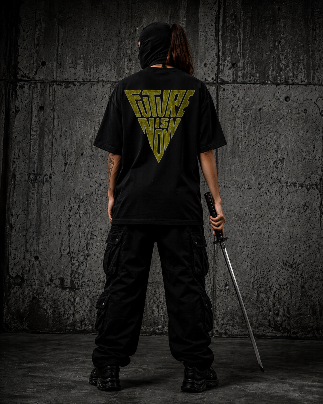 Future Is Now Premium Oversized Embroidered Typography T-Shirt for Women | 240 GSM 100% Cotton