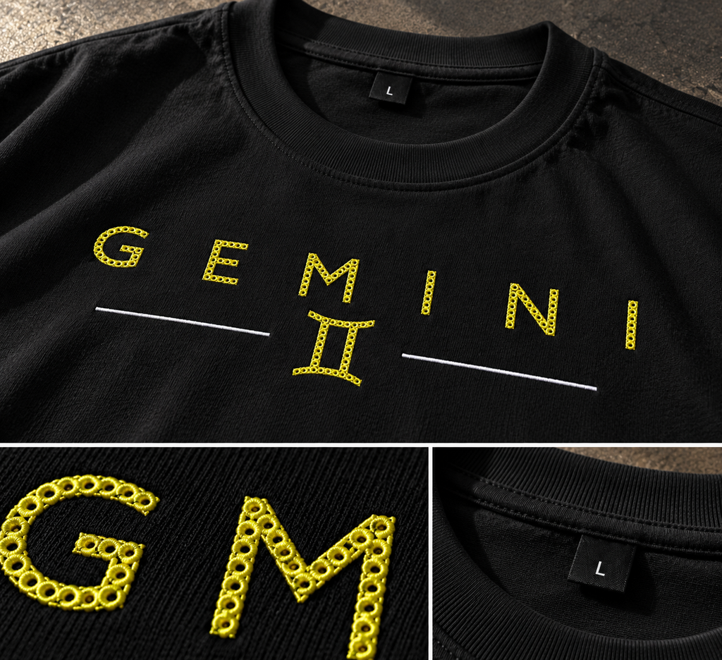 Gemini Two Sides One Iconic fit Embroidery Oversized T-Shirt