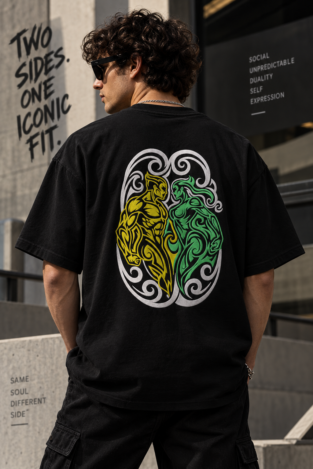 Gemini Two Sides One Iconic fit Embroidery Oversized T-Shirt