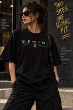 Gemini Two Sides One Iconic fit Embroidery Oversized T-Shirt