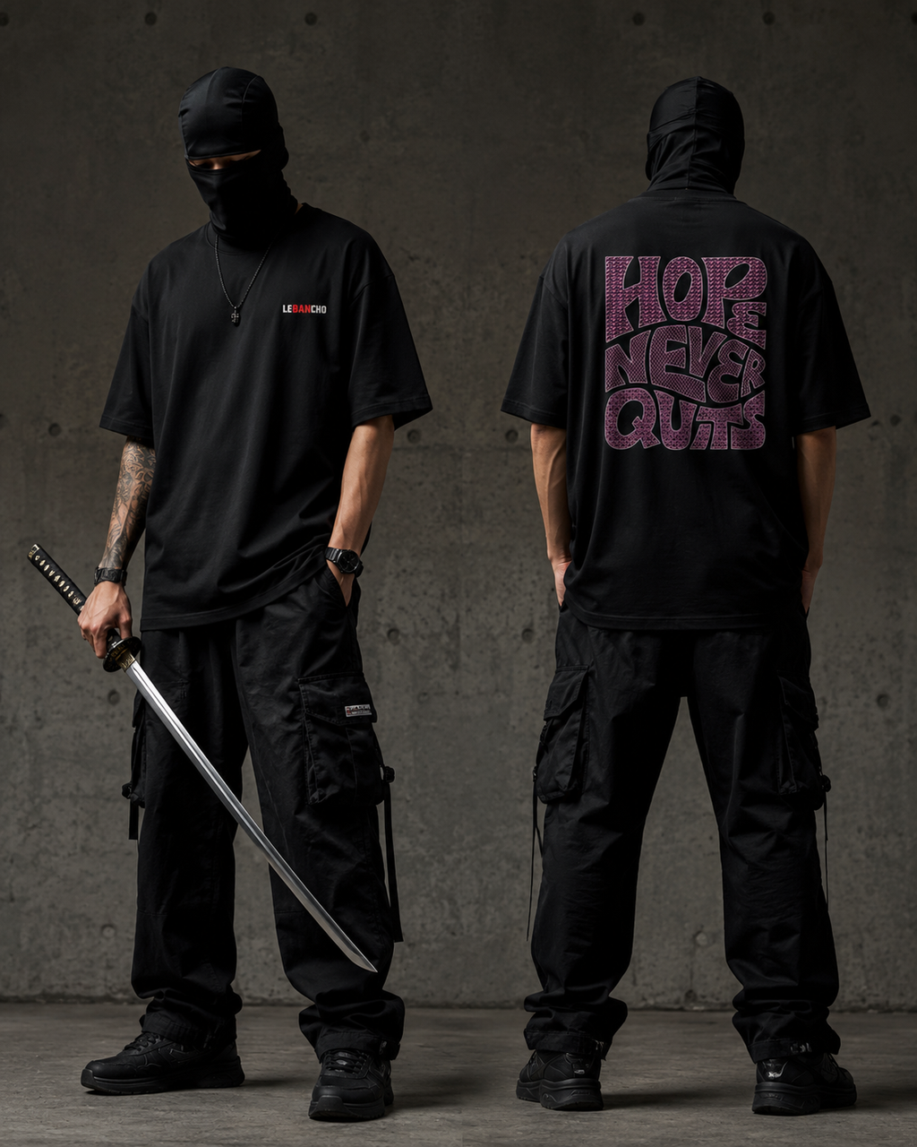 Hope Never Quits Premium Oversized T-Shirt for Men | 240 GSM 100% Cotton Embroidered Typography Tee