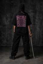 Hope Never Quits Premium Oversized Embroidered Typography T-Shirt for Women | 240 GSM 100% Cotton