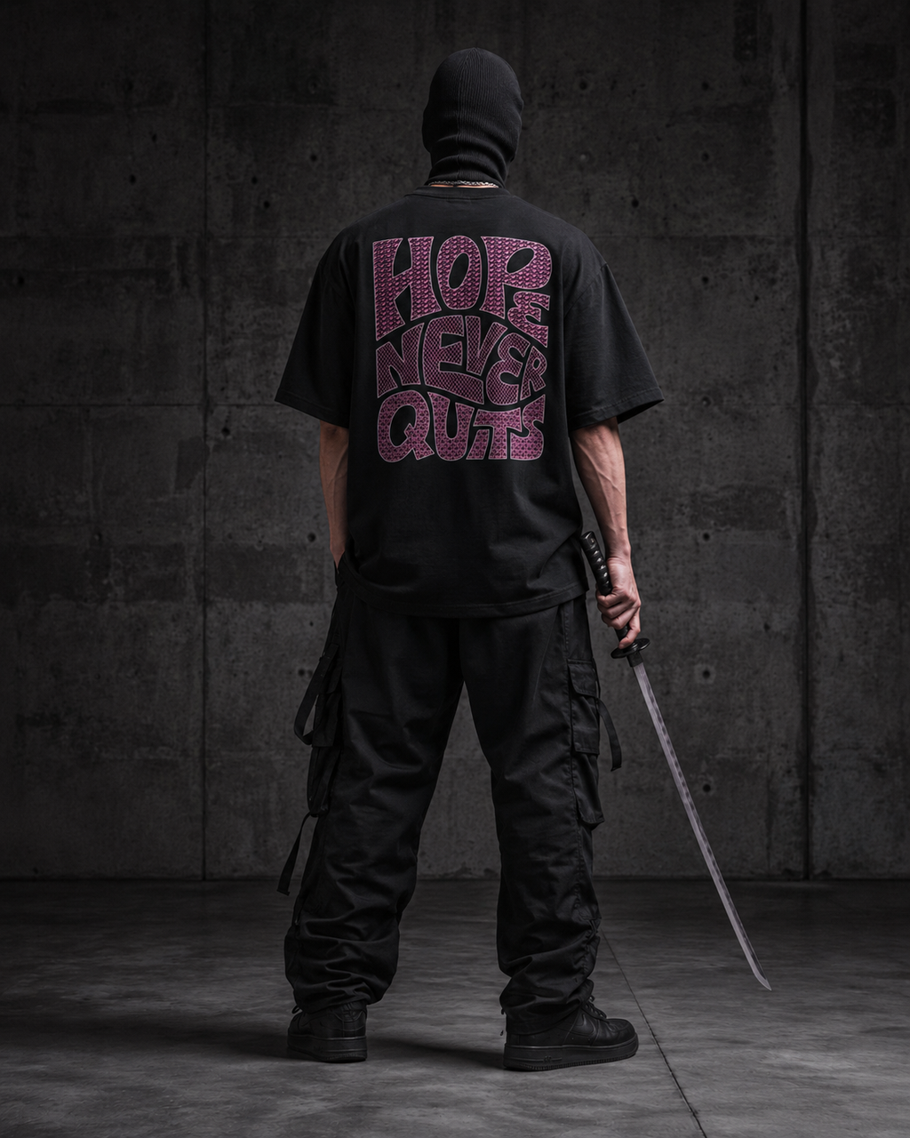 Hope Never Quits Premium Oversized T-Shirt for Men | 240 GSM 100% Cotton Embroidered Typography Tee