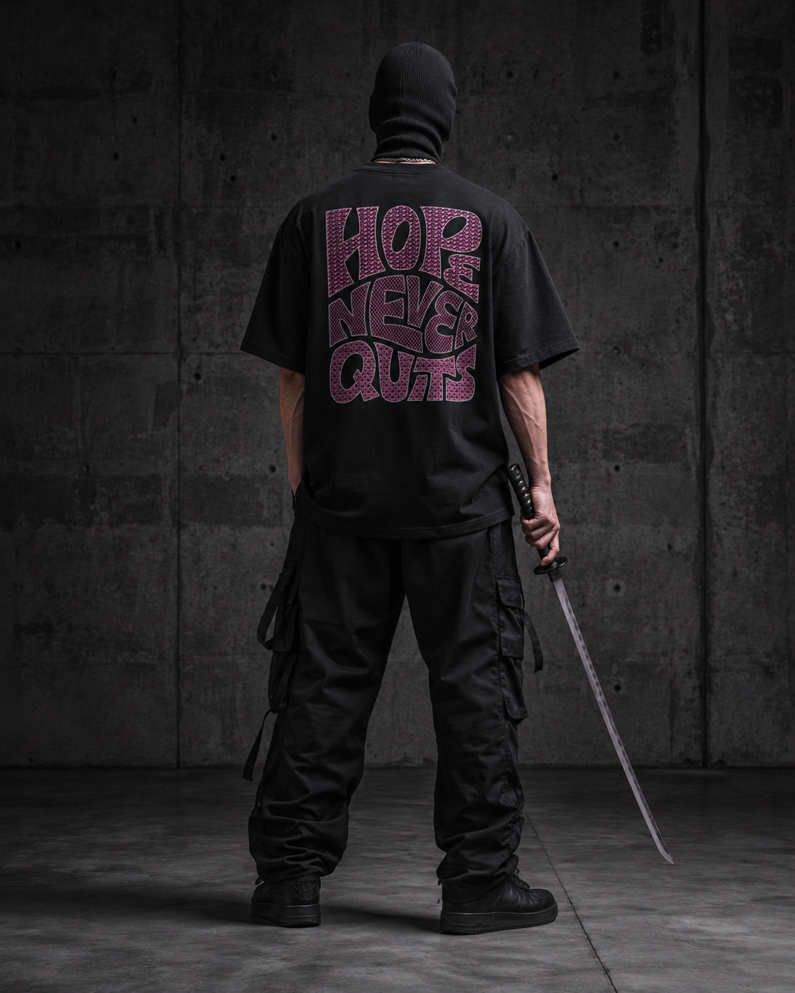 Hope Never Quits Premium Oversized T-Shirt for Men | 240 GSM 100% Cotton Embroidered Typography Tee