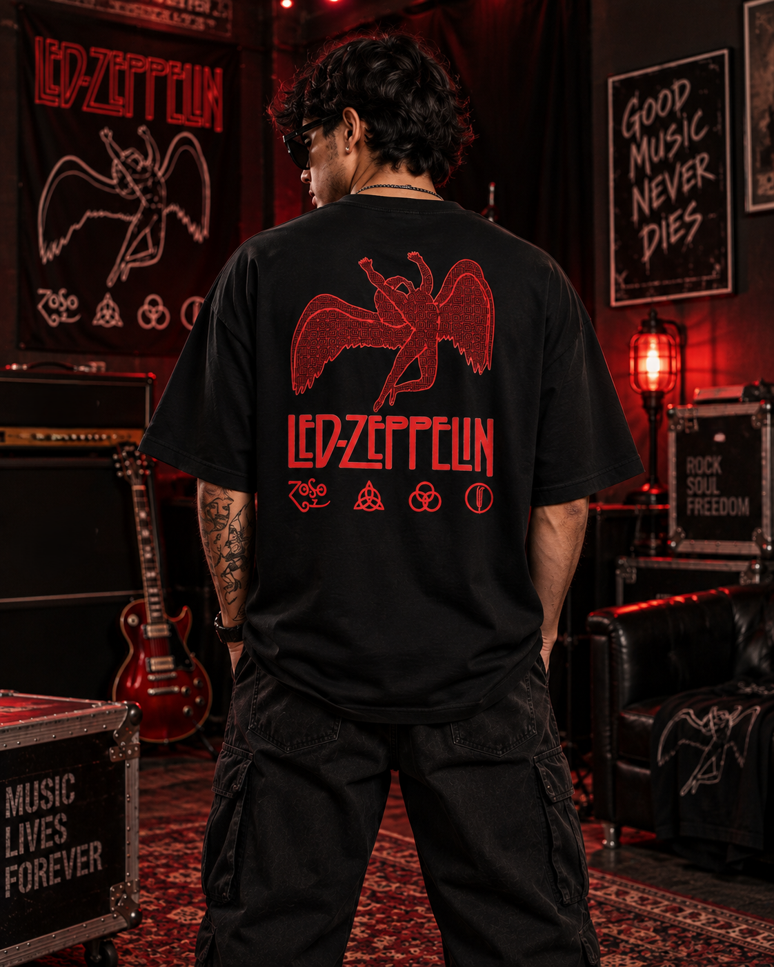 Led Zeppelin Rock Band Premium Oversized Embroidery T-Shirt for Men | 240 GSM 100% Cotton