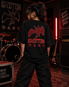 Led Zeppelin Rock Band Premium Oversized Embroidery T-Shirt for Women | 240 GSM 100% Cotton