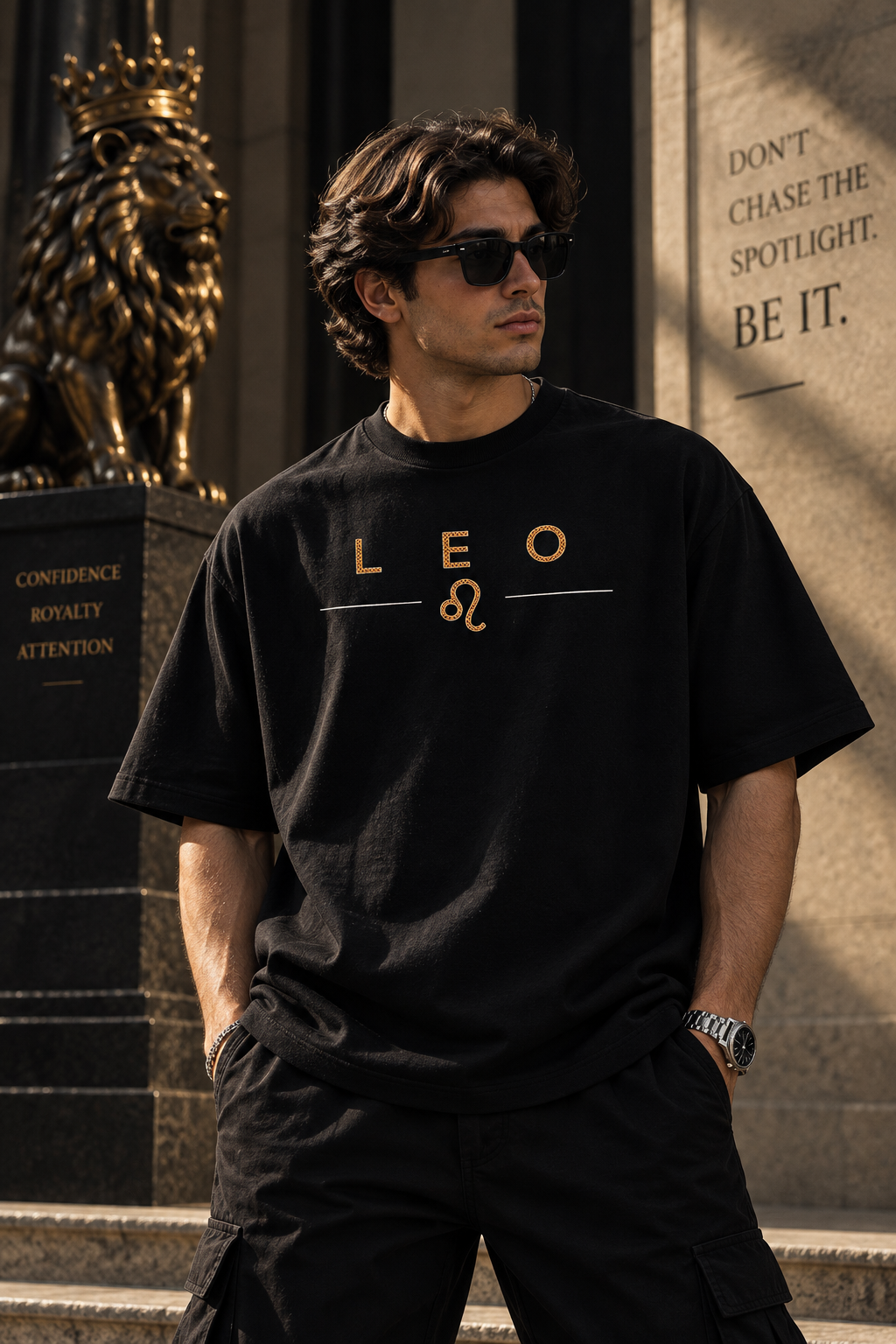 Leo Don't Chase the Spotlight Embroidery Oversized T-Shirt | LE BANCHO