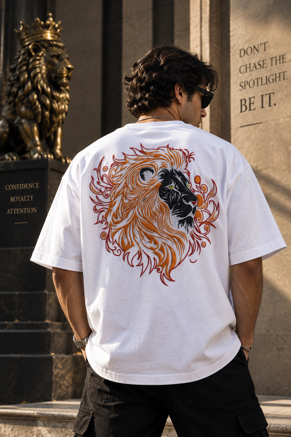 Leo Don't Chase the Spotlight Embroidery Oversized T-Shirt | LE BANCHO