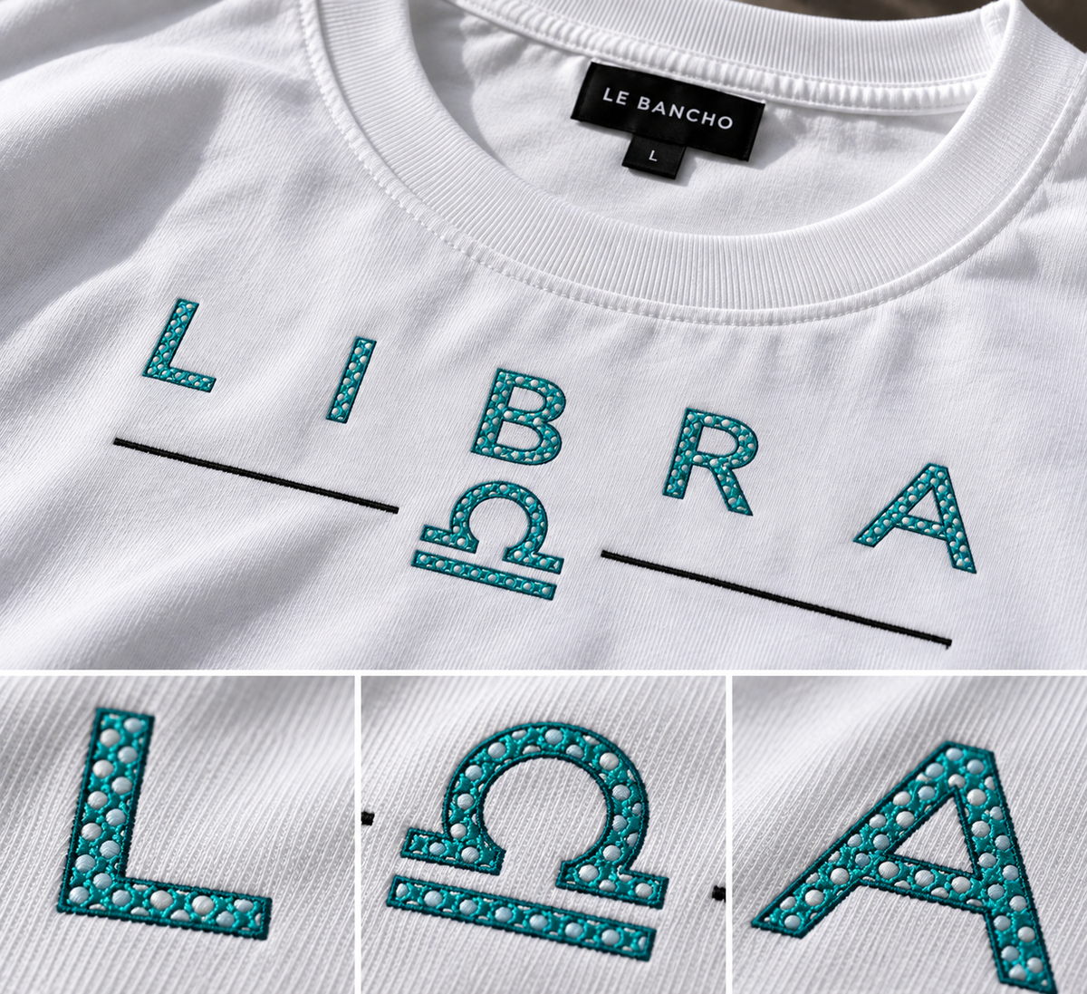 Libra Balanced Energy Unbalanced Style Embroidery Oversized T-Shirt | LE BANCHO