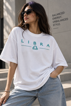 Libra Balanced Energy Unbalanced Style Embroidery Oversized T-Shirt | LE BANCHO