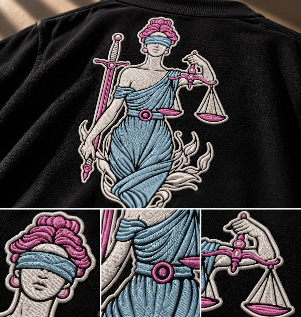 Libra Balanced Energy Unbalanced Style Embroidery Oversized T-Shirt | LE BANCHO
