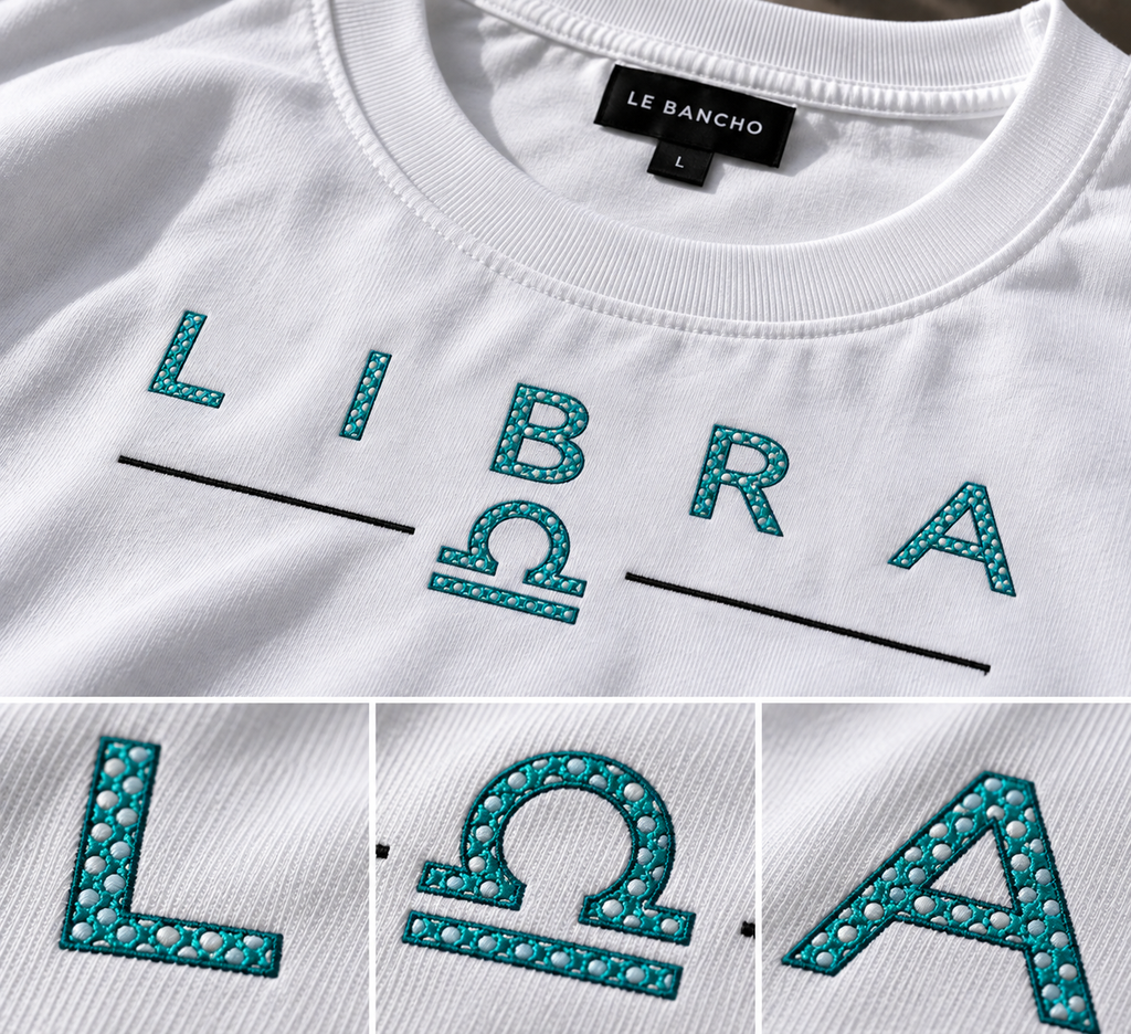 Libra Balanced Energy Unbalanced Style Embroidery Oversized T-Shirt | LE BANCHO