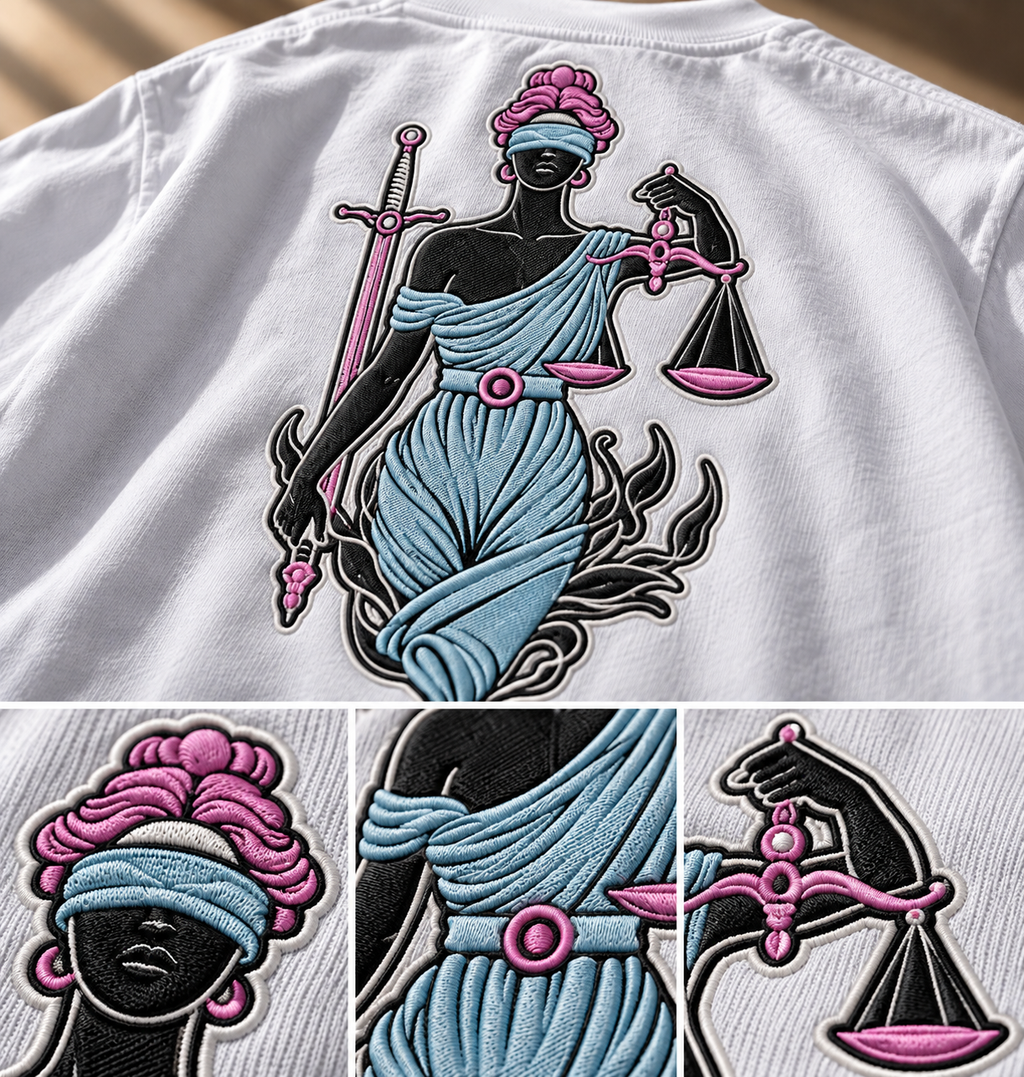 Libra Balanced Energy Unbalanced Style Embroidery Oversized T-Shirt | LE BANCHO