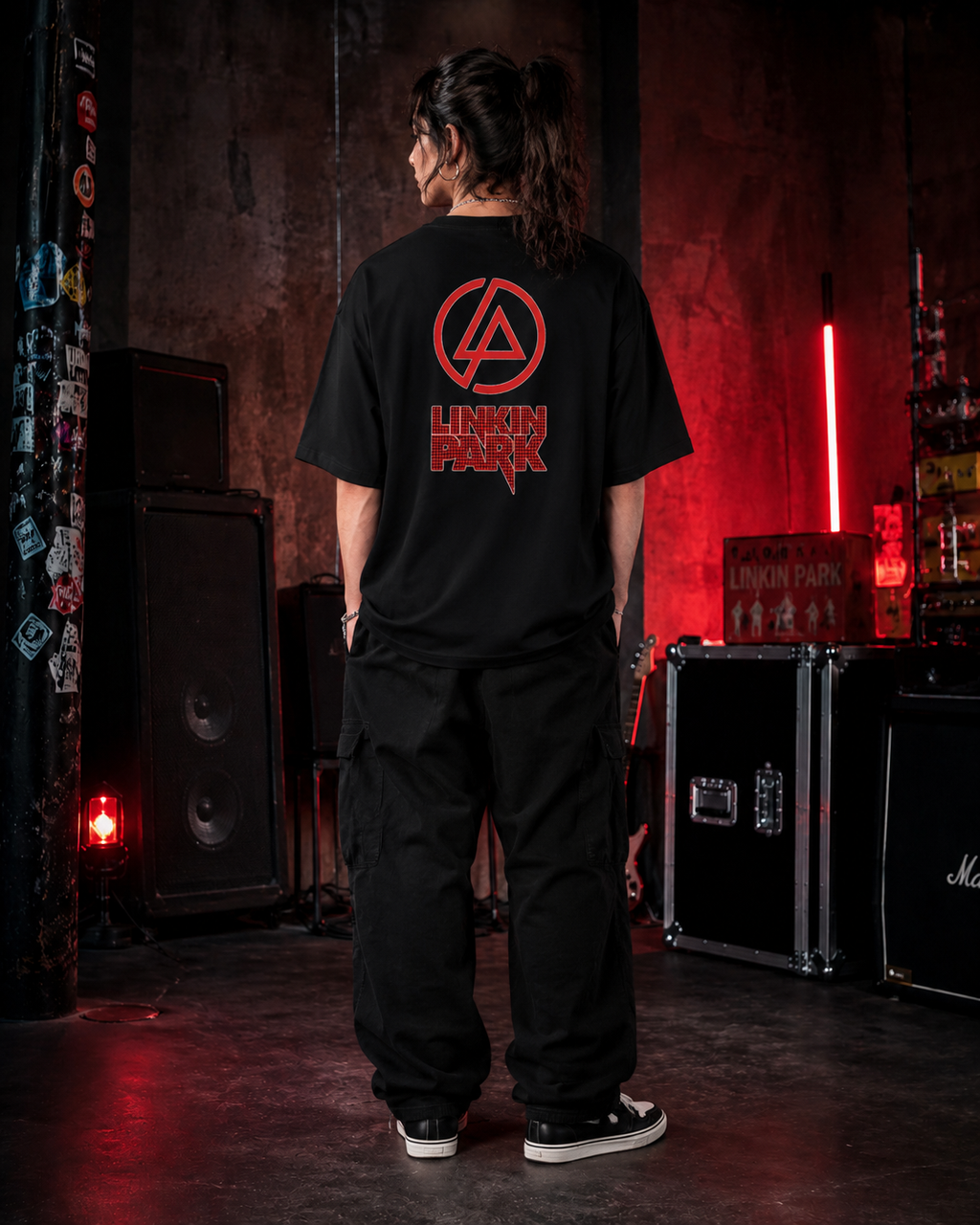 Linkin Park Premium Oversized Embroidered Band T-Shirt for Women | 240 GSM 100% Cotton