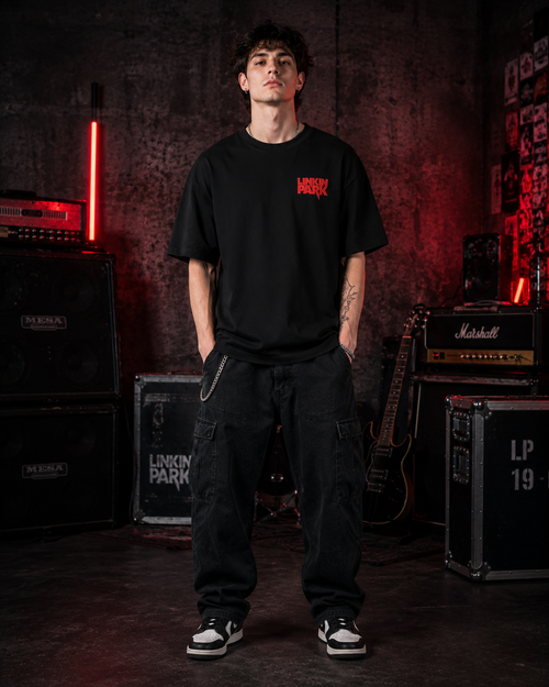 Linkin Park Inspired Premium Oversized T-Shirt for Men | 240 GSM 100% Cotton Embroidered Rock Band Tee