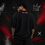 LE BANCHO Men's Funny Graphic Embroidered Oversized T-Shirt | Black
