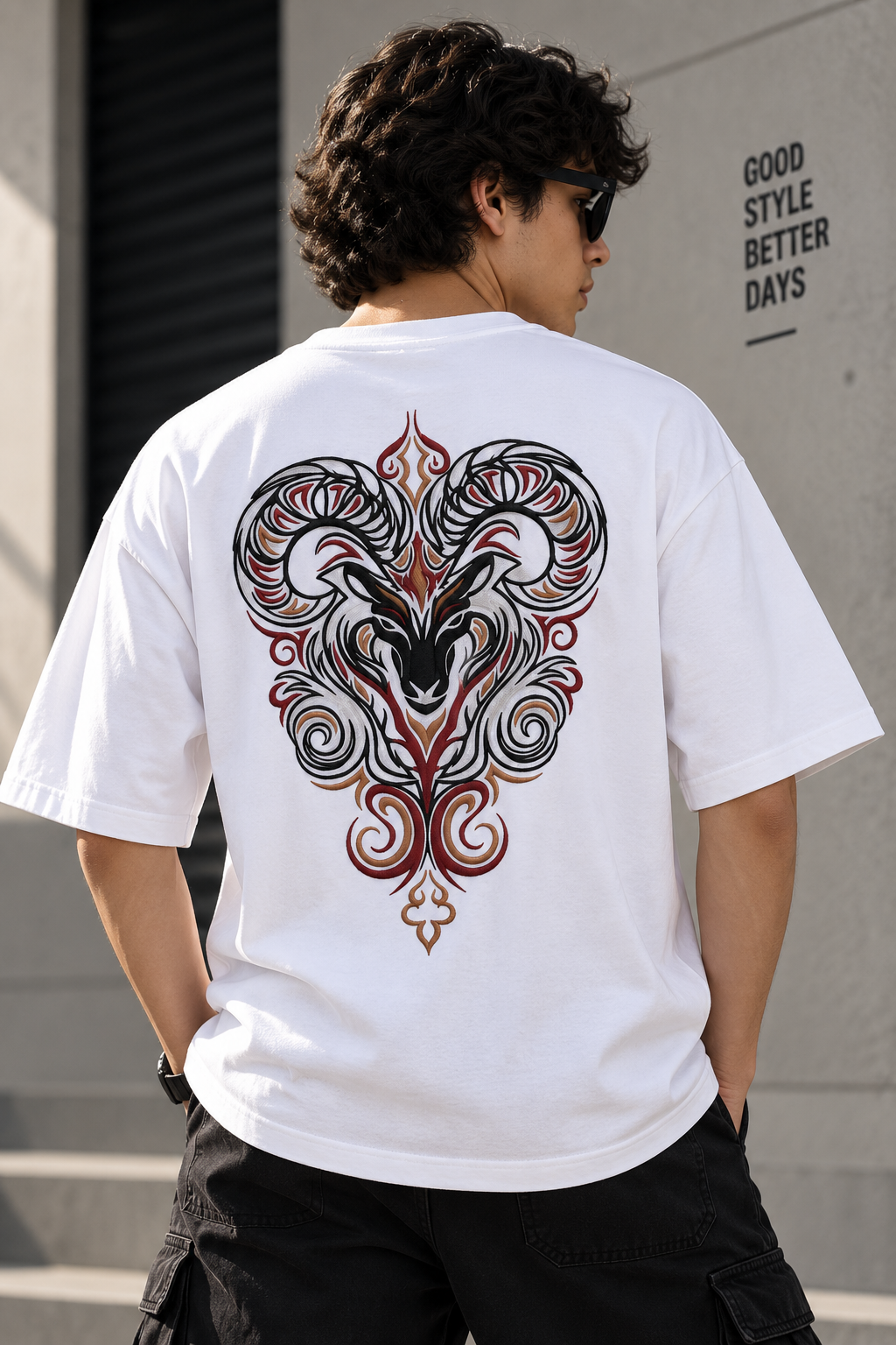 Aries Born to Lead Made to Stand Out Embroidery Oversized T-Shirt