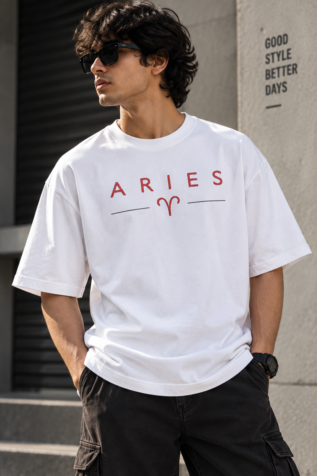 Aries Born to Lead Made to Stand Out Embroidery Oversized T-Shirt