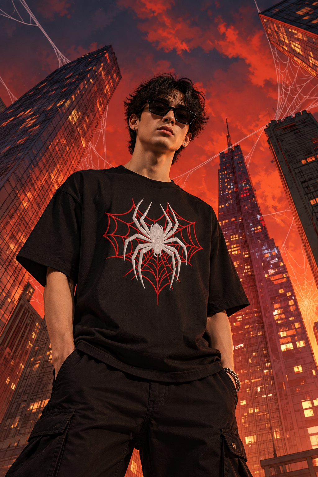 Men's Spider Embroidery Oversized T-Shirt | Limited Stock