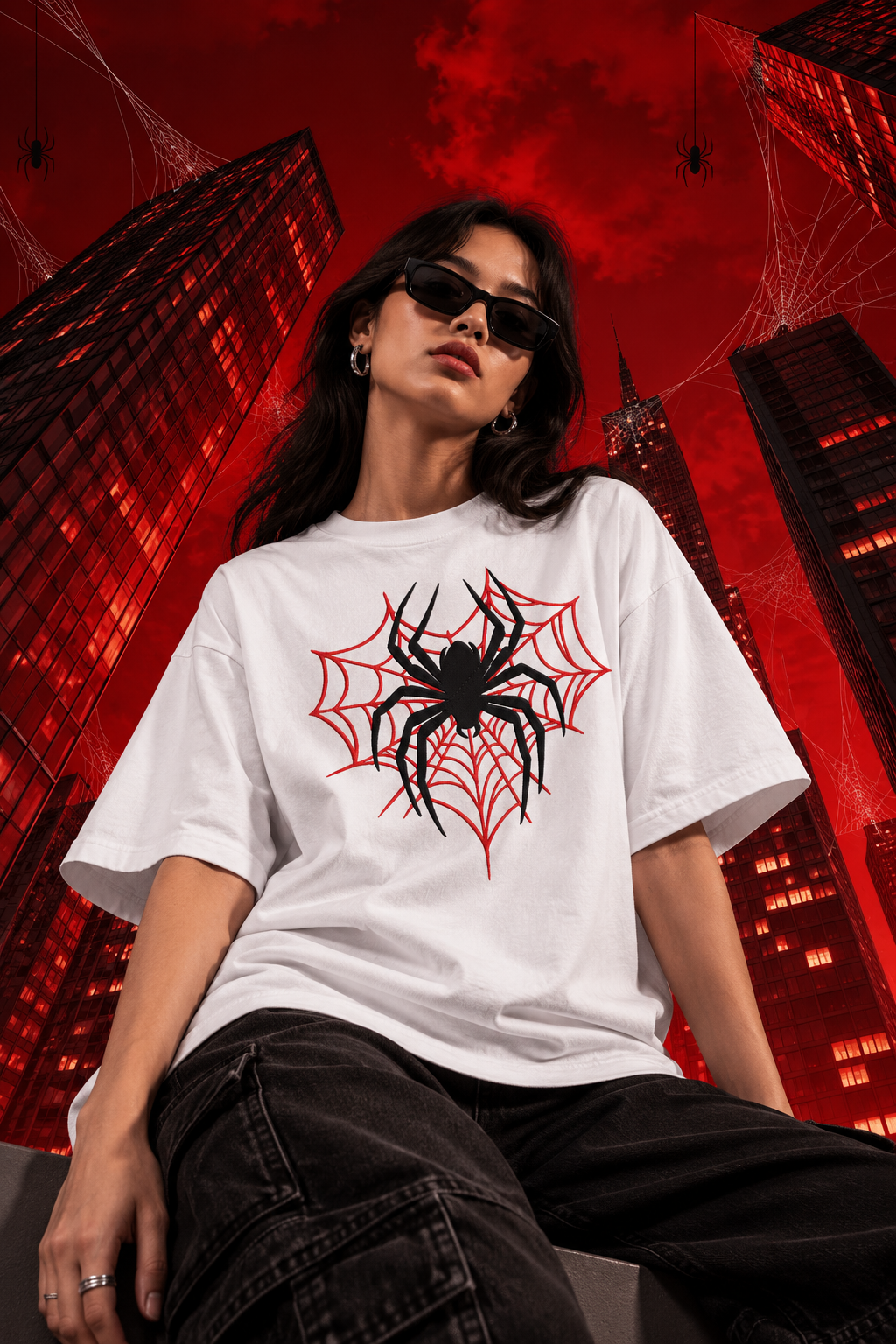 Women's Spider Embroidery Oversized T-Shirt | Limited Stock
