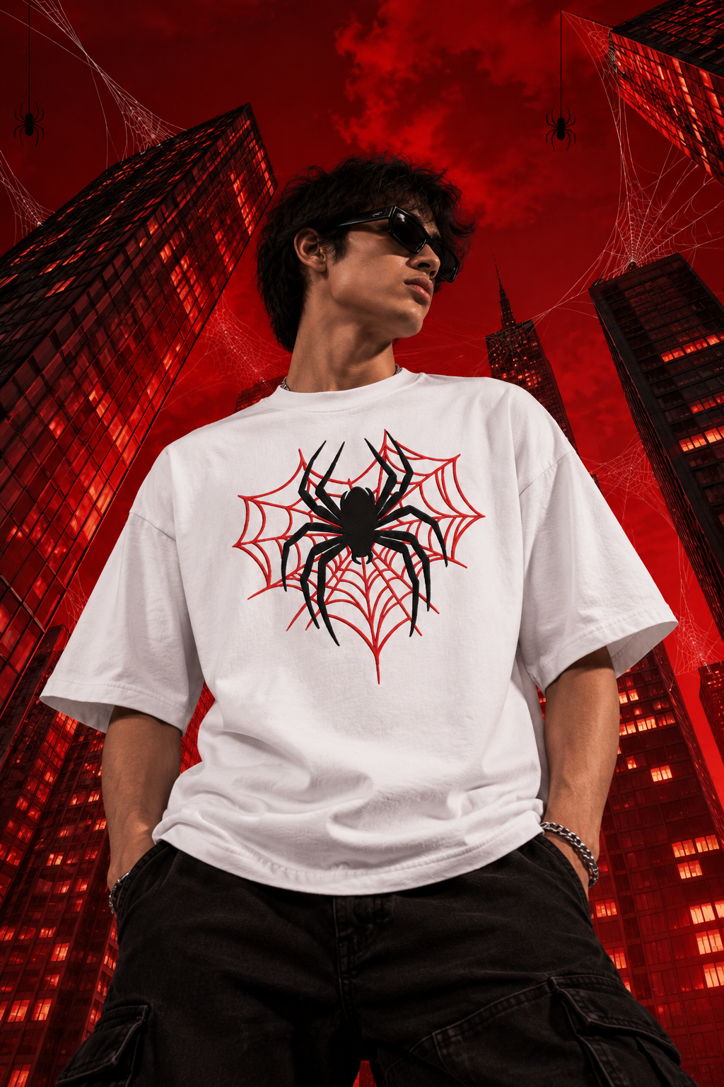 Men's Spider Embroidery Oversized T-Shirt | Limited Stock