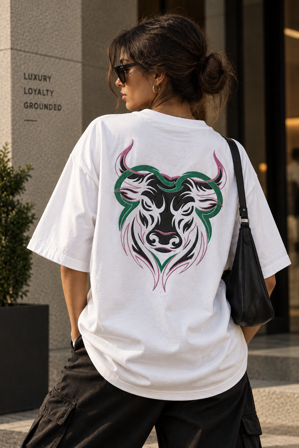 Taurus Slow Moves Expensive Energy Embroidery Oversized T-Shirt | Luxury Loyalty Grounded