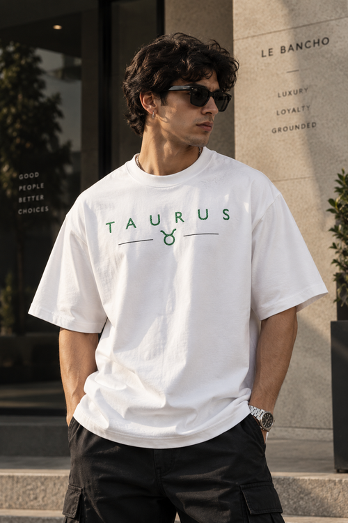 Taurus Slow Moves Expensive Energy Embroidery Oversized T-Shirt | Luxury Loyalty Grounded
