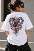 Aries Born to Lead Made to Stand Out Embroidery Oversized T-Shirt