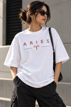 Aries Born to Lead Made to Stand Out Embroidery Oversized T-Shirt