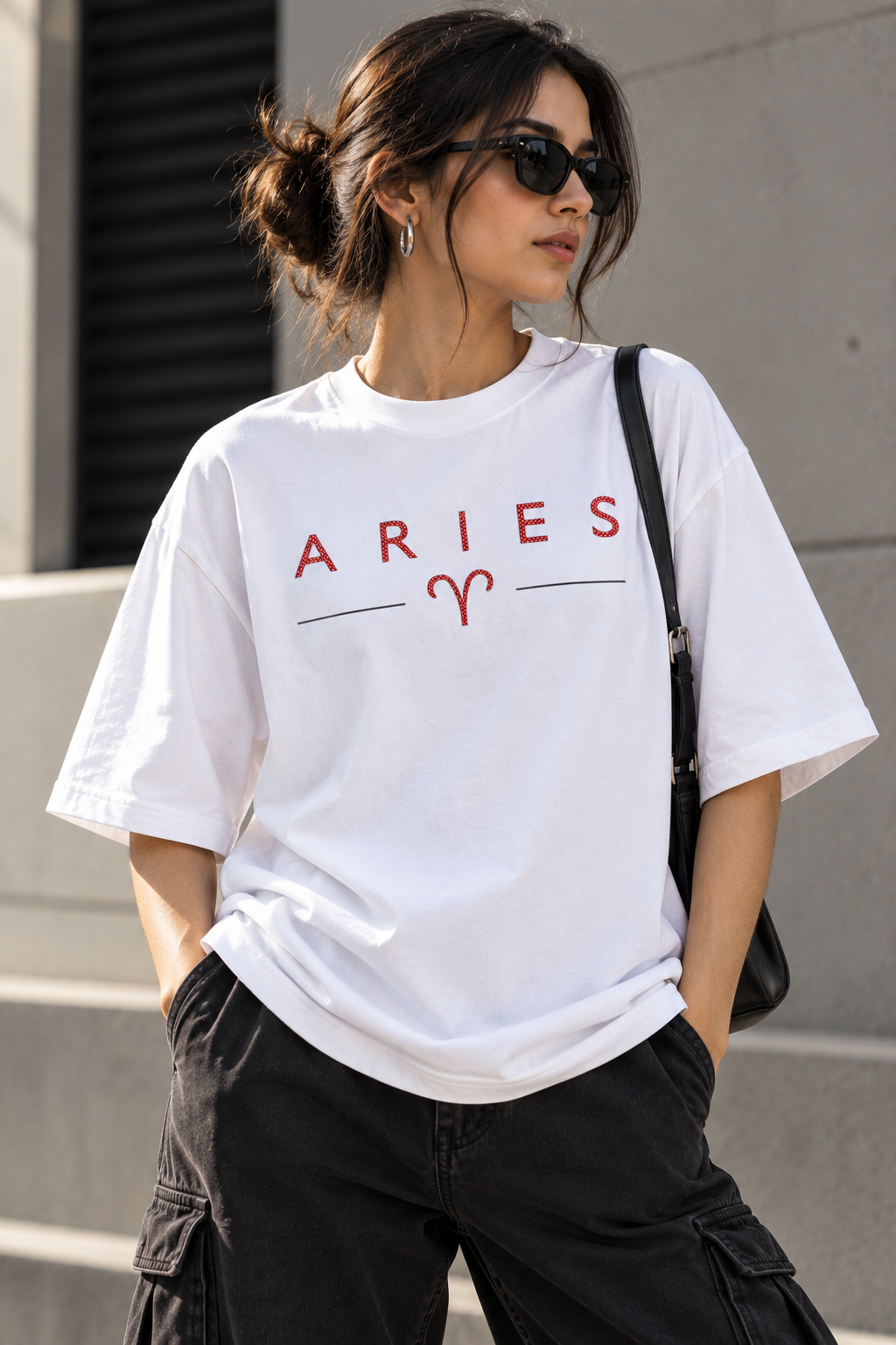 Aries Born to Lead Made to Stand Out Embroidery Oversized T-Shirt